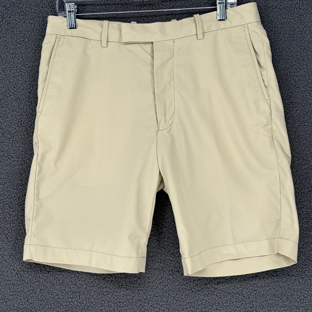 RLX Ralph Lauren Mens Golf Shorts Tan Khaki Performance Flat Front Size 32